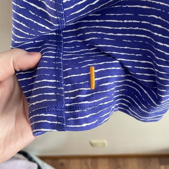 Lucy Women XS Blue White Striped Criss Cross Back Shelf Bra Athletic Tank Top - Picture 11 of 11